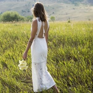 Festival ready linen  and lace maxi dress